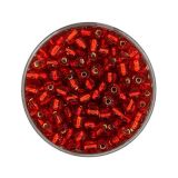 Rocailles,  4 mm, Silbereinzug rot