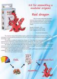 modular origami Roter Drache 15x15cm